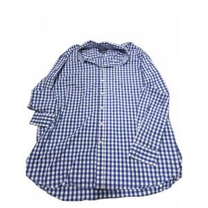 Crown & Ivy Classic Fit Men's Blue and White Check Button-Up Shirt, Size 3XLT